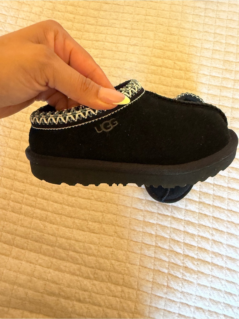 UGG Kids Black Slip-On Mule with Decorative Trim